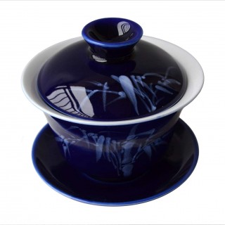Gaiwan 5oz/150ml Blue and White Porcelain Tea Cup Set (Pure Leaf)