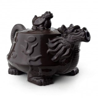 Dragon Turtle Auspicious Feng Shui Purple Clay Kung Fu Teapot (Black)